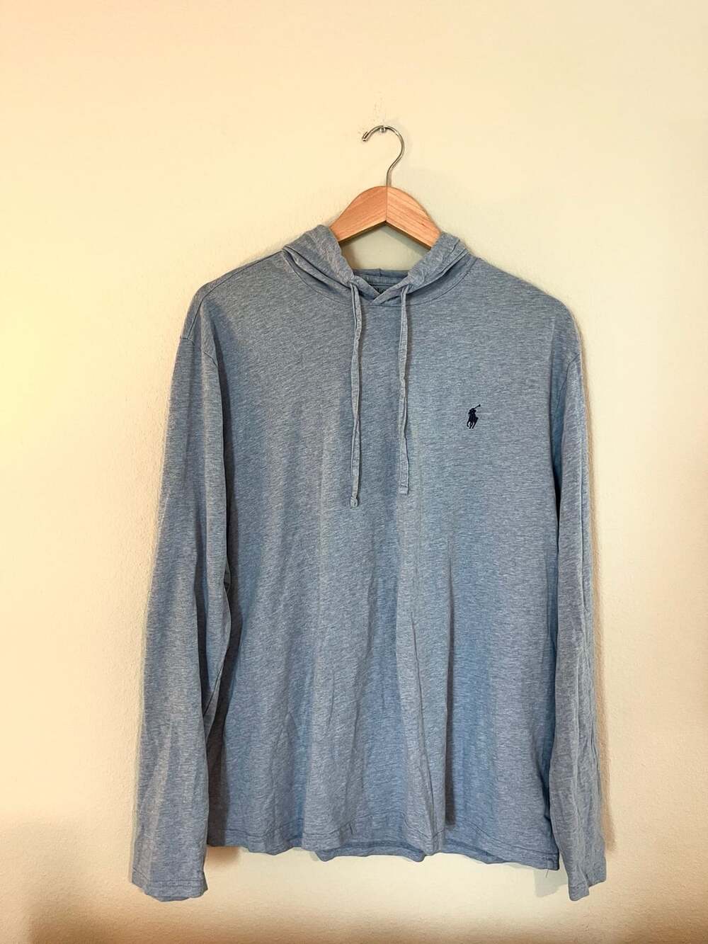 Polo Ralph Lauren, Long Sleeve Jersey Hoodie, Baby Blue, Fall, Preppy, XL